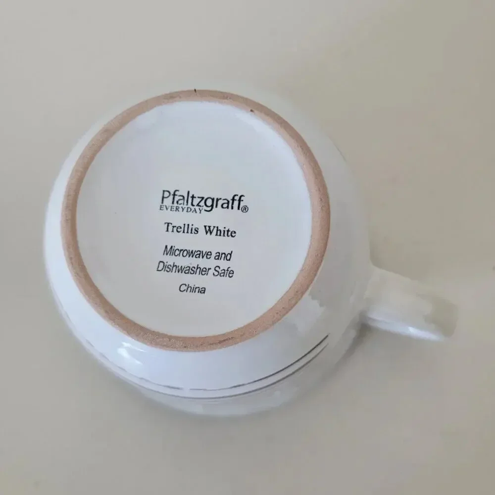 Pfaltzgraff Trellis Coastal Mug White Brown Stoneware Replacement Coffee Cup